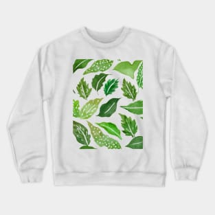 Watercolor Leaf Pattern Hand-Painted Artwork Crewneck Sweatshirt